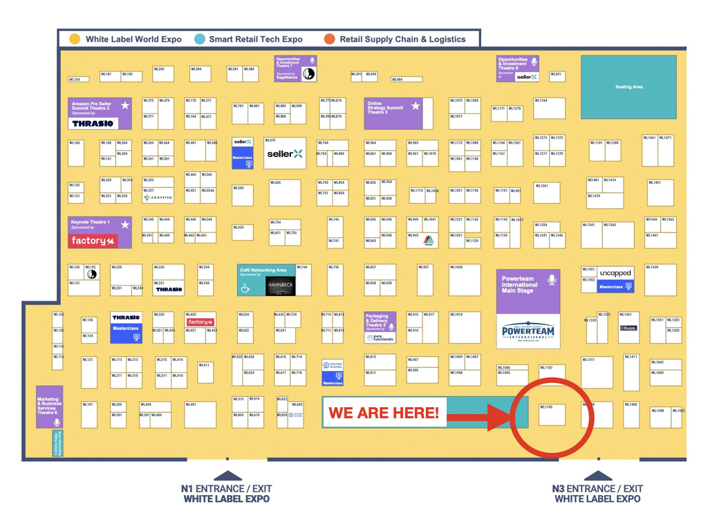 2022 White Label Expo London ExCel, Floorplan Dushey CBD at Stand WL1105