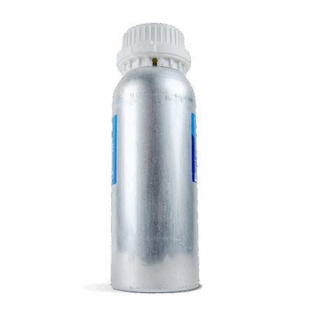 Dushey Back of Bottle Broad Spectrum CBD Distillate 80% 1KG cannister / bulk on white background